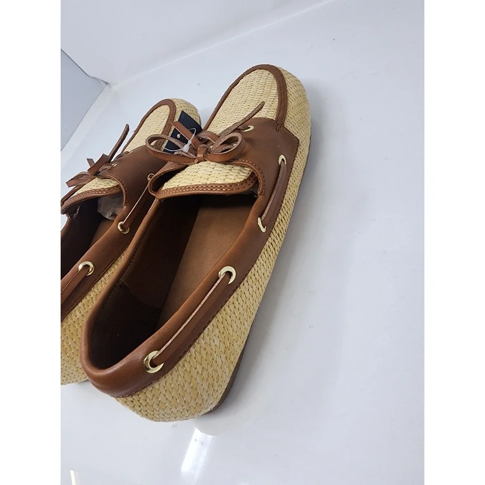 Universal Thread Womens Woven Boat Shoes Brown Straw Casual Size 12